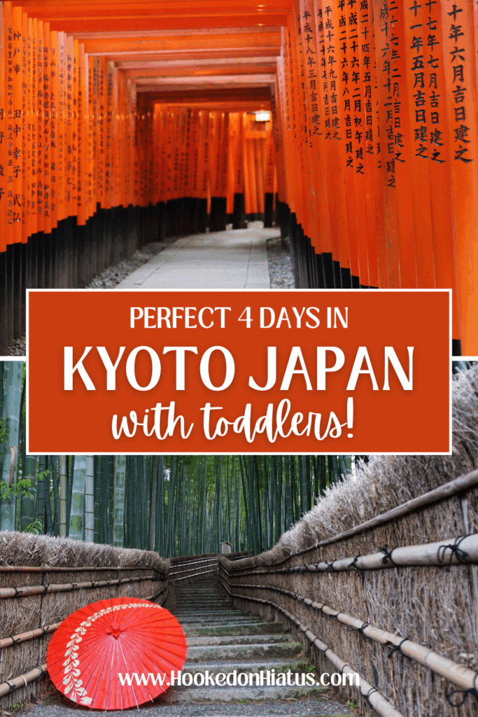 path under Torii gates and bamboo grove in Kyoto Japan