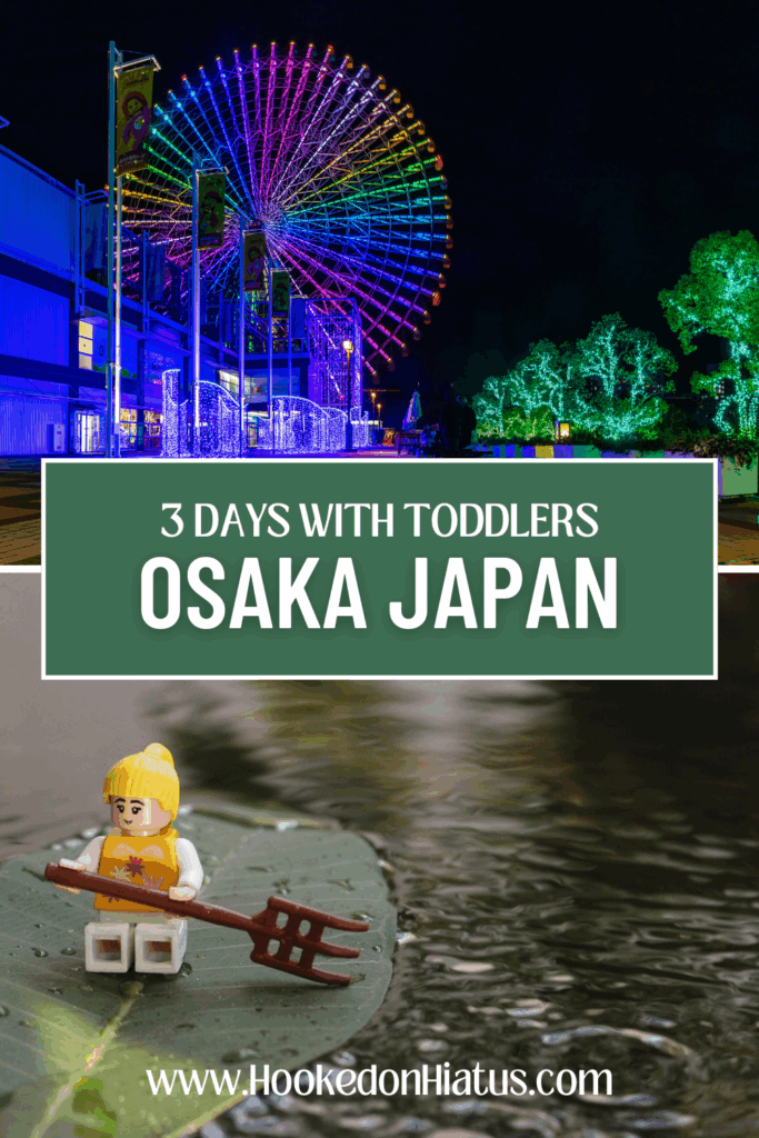 Tempozan ferris wheel in Osaka Japan and lego rowing on river