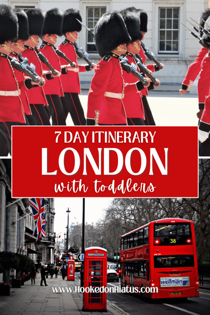 guards and telephone booth and double decker bus in London