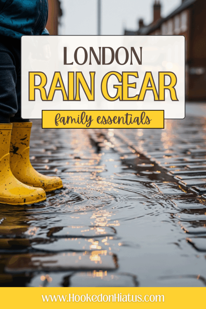 yellow rain boots on cobblestone street