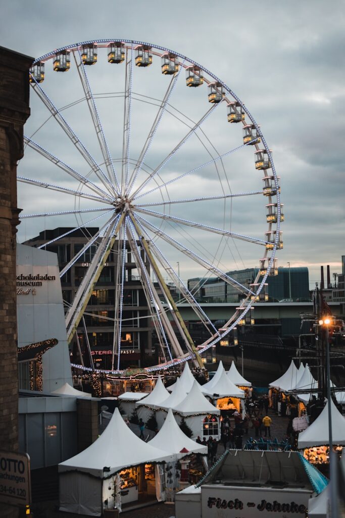 a ferris wheel in the middle of a city